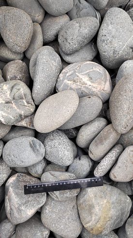 Kamenclub.ru: Галька речная окат (темно-серая) фр. 70-150 мм. купить  в Воронеже галька речная темно-серая, синяя, серая речная галька округлая  8000 руб/т   фото КАМЕНЬ КЛУБ