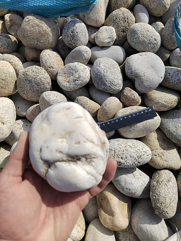 Kamenclub.ru: Галька речная окат (серо-белая) фр. 70-120 мм купить  в Воронеже галька галечник бело-серая, серо-белая, серая, белая речная природная галька  8000 руб/т   фото КАМЕНЬ КЛУБ