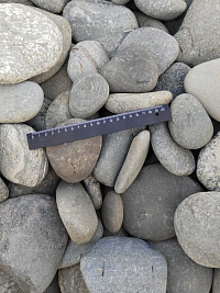 Kamenclub.ru: Галька речная плоская (серо-белая) фр. 70-120 мм. купить в Воронеже галька галечник речной серый, белый окатанная плоская  природная галька 9000 руб/т   фото КАМЕНЬ КЛУБ