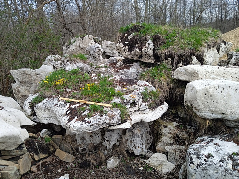 Kamenclub.ru: Выветренный известняк со мхом фр. 100-500 мм.  купить в Воронеже известняк серый белый зеленый валун известняковый крупный 10000 руб/т   фото КАМЕНЬ КЛУБ