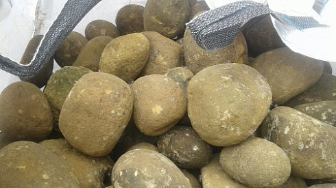 Kamenclub.ru: Песчаник ядра, фр. 100-300 мм  купить в Воронеже песчаник бежевый серый рыжий речная галька 5 000 руб/т   фото КАМЕНЬ КЛУБ