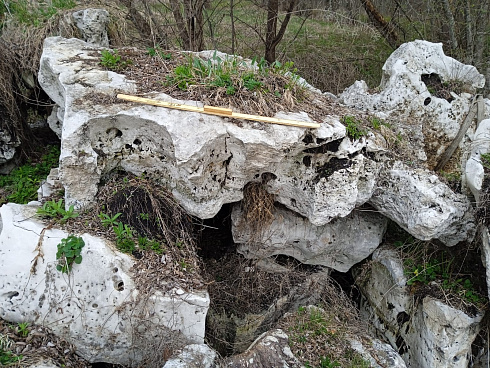 Kamenclub.ru: Выветренный известняк со мхом фр. 100-500 мм.  купить в Воронеже известняк серый белый зеленый валун известняковый крупный 10000 руб/т   фото КАМЕНЬ КЛУБ