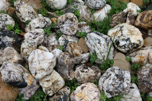 Kamenclub.ru: Кварцевый валунчик фр.100-300 мм.  купить в Воронеже кварц белый, бежевый молочный рыжий крупный природный камень галечник 7850 руб/т   фото КАМЕНЬ КЛУБ